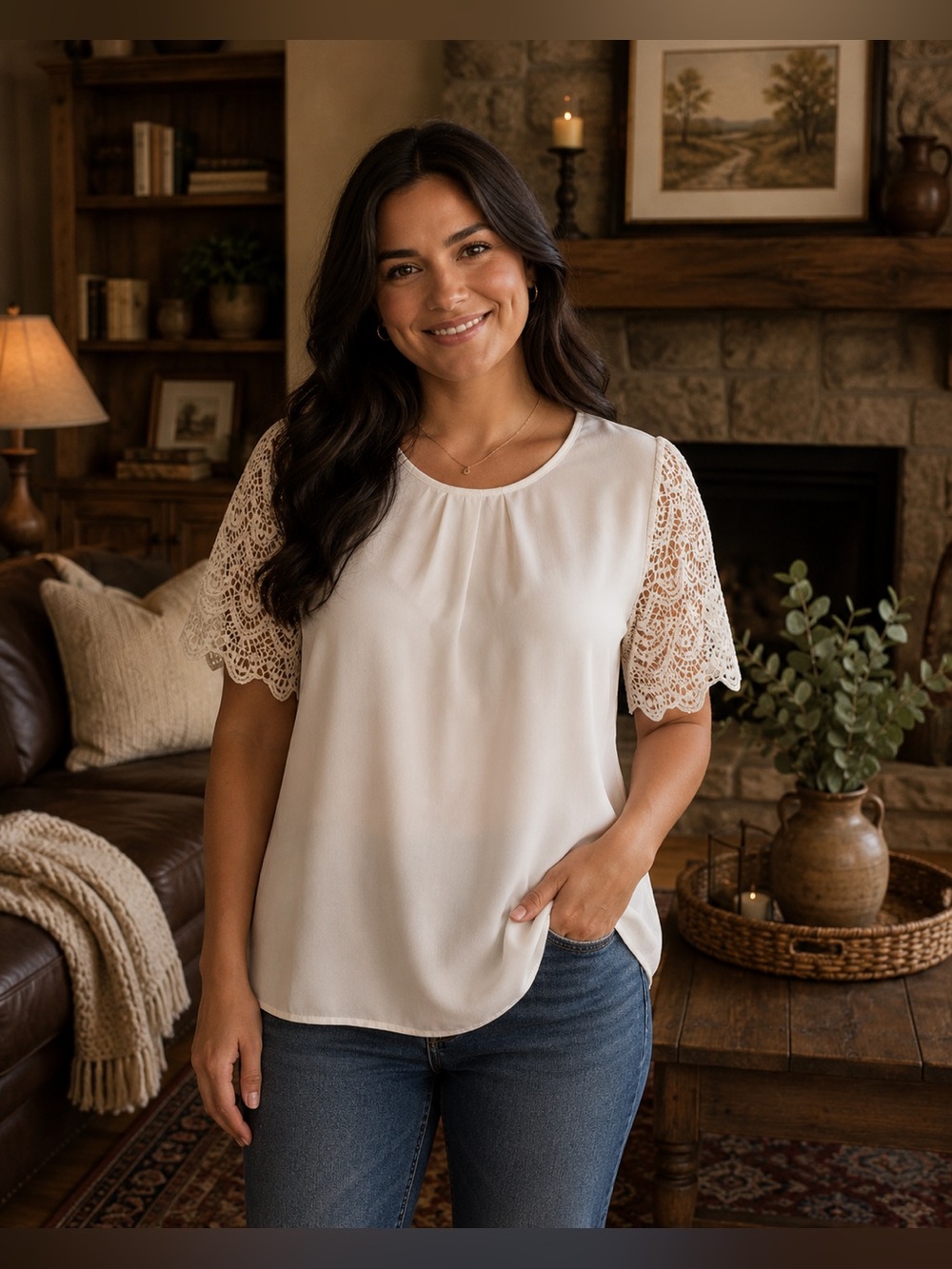 Zenobia Ivory Blouse - 1X